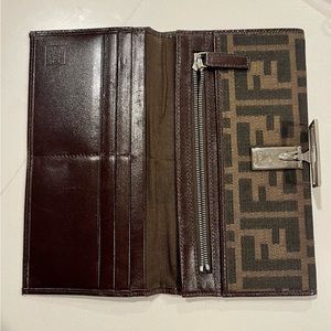 - Fendi Zucca fabric and leather wallet